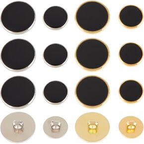 OLYCRAFT 80pcs 15mm 21.5mm Blazer Buttons Black Plastic Button Flat Shank Buttons Vintage Antique Suits Button Set Vintage Sewing Buttons for Blazer Suits Coats Uniform and Jacket - 2 Sizes