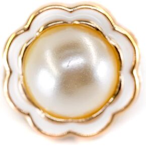 White Enamel Flower Faux Pearl Sewing Buttons 50 Pcs - 18mm, 23/32"