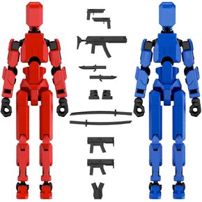 T13 Action Figure,T13 Action Figure Dummy13,3D Printed Multi-Jointed Movable,Creative Gifts for Kids and Adults (Red+Blue)