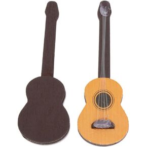 Abaodam 2 Pcs Desktop Wooden Miniatures Miniature Wooden Instrument Micro Landscape Statue Miniature Dollhouse Accessories Toy Doll House Accessories Guitar Drum Kit Bamboo