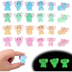 48pcs Luminous Elephants, Miniature Glow in The Dark Elephants Cute Mini Resin Elephants Animal Statue Decor Dark Garden Accessories for Garden Dollhouse Decoration