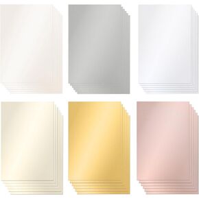 36 Sheets Shimmer Pearlescent Cardstock 8" x 12"Thick Glitter Metallic Printer Paper, 230gsm/85lb Double-Sided for Invitations, Card Making, DIY Craft, Certificates, Weddings, 6 Assorted Colors