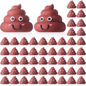 50 Pcs Mini Poop Figures Small Poop Figurines Poo Toys Fake Poop Classic Brown Poop Rubber Poop for Prank Hide Seek Goodie Bags Piñata Stuffers Party Supplies Gifts Easter Egg Fillers
