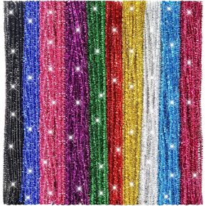 TOAOB 400pcs Glitter Pipe Cleaners 10 Colors Metallic Pipe Cleaners Craft Supplies 6mm x 12 Inch Chenille Stems Pipe Cleaners for Art DIY Crafts Decorations