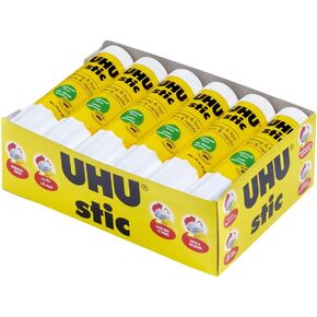 UHU Glue Stick, 0.74oz White, Washable Glue Stick Sticks Immediately, Perfect for School, Screw on Cap, Pack of 12, 9U 99649