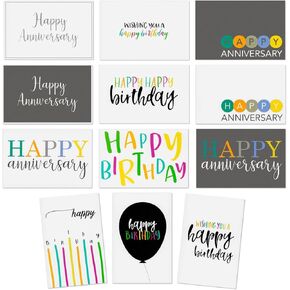 BEST PAPER GREETINGS 120 Pack Assorted Birthday and Anniversary Cards with Envelopes Bulk for Work, Wedding, Employees Appreciation, Business (12 Designs, 4x6 In)