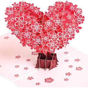 Valentines Card,Happy Anniversary Card with Unique Love Heart Tree, Wedding Card, Valentine Card Pop Up - Perfect Handmade Present for Girlfriend, Wife or Couple Romantic Love Greeting Card Happy Mothers Day