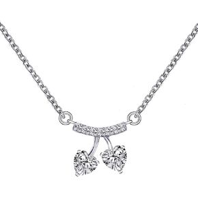 3Ct Moissanite Pendant Necklace for Women, 18 inch DF Color VVS Lab Created Diamond Engagement Necklace with Blossoms Charm, Sterling Silver Y Necklace with 18K White Gold Plated