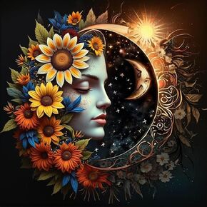 Lwzays DIY Sun and Moon Diamond Art Kits للبالغين ، فلاور 5D Diamond Painting للبالغين ، طقم الطلاء للأحجار الكريمة للفنون المنزلية Craft 12x16 Inch
