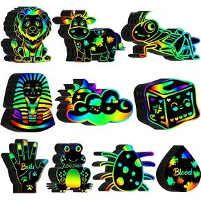 Frienda 80 Pieces Ramadan Scratch Paper Kit for Kids Eid Mubarak Paper Scratch off Card DIY Star Moon Lantern Hanging Ornament for Muslim Islam Eid Al Fitr Party Classroom School DIY Activity Supplies