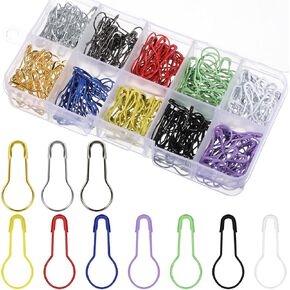 300 Pieces Safety Pins Multicolor Gourd Bulb Pin 0.83" Metal Clothing Tag Craft Calabash Decorative Pins Mini Crochet Accessories Gadgets with Storage Box for DIY Home Project Knitting