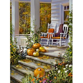 RICUVED Landscape Diamond Painting Kits, Flowers Diamond Art Kits for Adults, Diamonds Gem Art 5D Full Round Drill Rocking Chair Diamond Dots Painting Arts and Crafts Wall Decor 12x16Inch