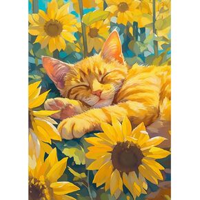 SJUTOUCI Orange Cat Diamond Art Painting Kits for Adults, Diamond Art Kits for Beginners, 5D DIY Full Drill Gem Craft for Home Decor Gift 12x16inch/30x40cm, Animal
