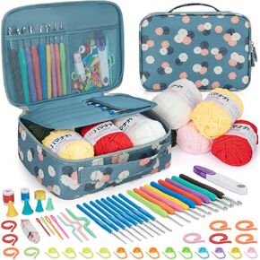 GMAK Crochet Kit for Beginners Adults Kids, 59 PCS Crochet Sets Include Yarn, Crochet Hooks and Tools, Portable Crochet Starter Kit for Making Variety Projects Crochet Supplies, Yellow Lemon