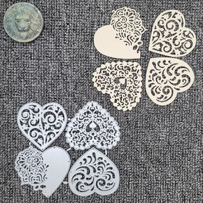 4pcs/Set Heart Metal Die Cuts, Lace Flower Hearts Lover Wedding Cutting Dies Cut Stencils for DIY Scrapbooking Photo Decorative Embossing Paper Dies for Scrapbooking Card Making