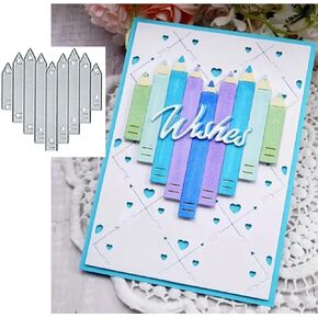 DDeehs Heart Shaped Crayons Metal Die Cuts,Love Heart Pencil Cutting Dies Cut Stencils DIY Scrapbooking Decorative Embossing Paper Scrapbooking Card Making, silver