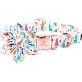 Lionheart glory Summer Dog Collar with Flower, Fruit Print Female Dog Collar Flower for Small Medium Large Dogs Adjustable Dog Flower Collar Bow