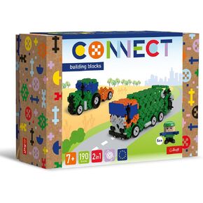 Connect Trefl 2-in-1 Construction Bricks - Garbage Truck/Tractor - 190 Pieces: 185 Bricks + 5 Bricks Figure, for Adults and Children from 7 Years