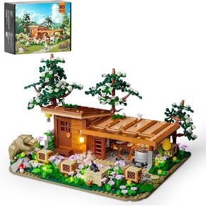 FUNWHOLE Bee-Farm Lighting Building-Bricks Set - Farm Bee Cottage Honey Workshop Collection LED Light Building Set 1274 Pcs for Adults and Teen