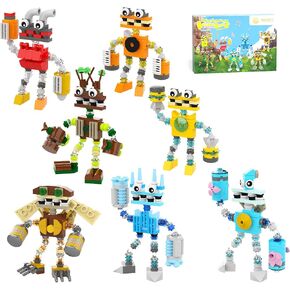 7 in 1 Wubbox Sing Monsters Building Set, My Singing Monsters Friends Building Blocks, Monster Mini Figures Game Toy Model, Idea Christmas Valentines Day Gifts for Boys and Girls Adults