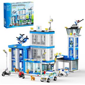 RiceBlock 833pcs City Police Station Building Sets, City Police Sets Toy Building Bricks Kit, Learning Roleplay STEM Police Toys Birthday for Kids Boys Aged 6-12