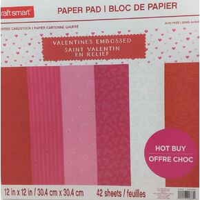 Valentine's Embossed by Craft Smart 12" x 12" Cardstock Paper Pad 42 Single Side Sheets, Acid-Free