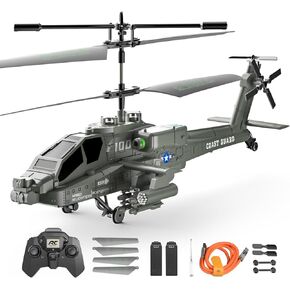 RC Military Helicopter, 2.4GHz, 3.5 Channels with Gyro & LED Light, Altitude Hold, RC Toy for Kids & Adults (Green)