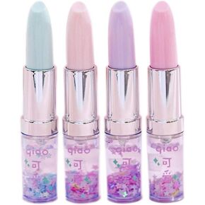 Funny live 4 Pcs Cute Sequins Drift Gel Ink Rollerball Pens Simulation Lipstick Ballpoint Pens, Funny Signature Pen Gift Pen, 0.7mm Black Ink