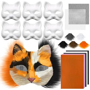 DIY Therian Mask Kit with Fur Eye Mesh Felt Sheet Cat Masks to Paint Animal Mask Furry Fox Mask Therian Gear