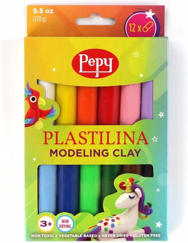 Pepy Plastilina قابلة لإعادة الاستخدام وغير التجفيف الطين. صندوق من 12 ألوانًا ، 0.8 أونصة لكل منهما ، مثالي لمشاريع الفنون والحرف اليدوية in Kuwait