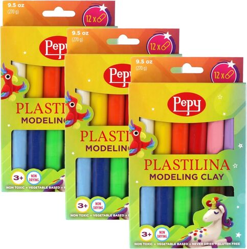 Pepy Plastilina قابلة لإعادة الاستخدام وغير التجفيف الطين. صندوق من 12 ألوانًا ، 0.8 أونصة لكل منهما ، مثالي لمشاريع الفنون والحرف اليدوية in Kuwait