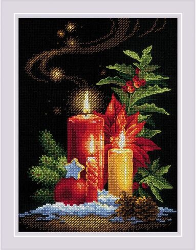 RIOLIS - Christmas Light 2056, Christmas Cross Stitch Kits 7" x9½, Cross Stitch Kits for Beginners & Advanced, Cross Stitch Kits for Adults, Counted Stitching Kits, Embroidery Kit Christmas in Kuwait