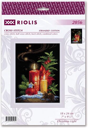 RIOLIS - Christmas Light 2056, Christmas Cross Stitch Kits 7" x9½, Cross Stitch Kits for Beginners & Advanced, Cross Stitch Kits for Adults, Counted Stitching Kits, Embroidery Kit Christmas in Kuwait
