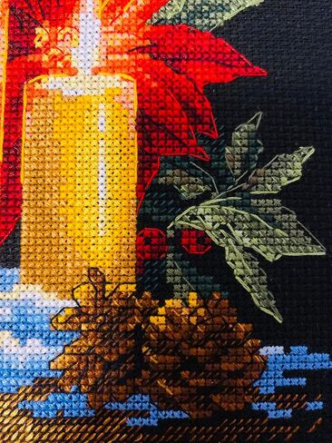 RIOLIS - Christmas Light 2056, Christmas Cross Stitch Kits 7" x9½, Cross Stitch Kits for Beginners & Advanced, Cross Stitch Kits for Adults, Counted Stitching Kits, Embroidery Kit Christmas in Kuwait