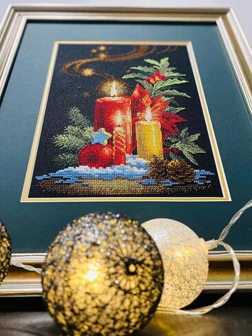 RIOLIS - Christmas Light 2056, Christmas Cross Stitch Kits 7" x9½, Cross Stitch Kits for Beginners & Advanced, Cross Stitch Kits for Adults, Counted Stitching Kits, Embroidery Kit Christmas in Kuwait
