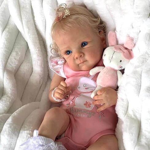 Lifelike Reborn Baby Dolls - 18 Inch Realistic Newborn Baby Dolls with Weighted Soft Cloth Body Real Life Baby Dolls with Blonde Hair Birthday Gift for Kids Age 3+ in Saudi Arabia