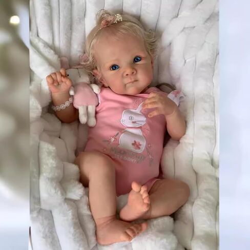 Lifelike Reborn Baby Dolls - 18 Inch Realistic Newborn Baby Dolls with Weighted Soft Cloth Body Real Life Baby Dolls with Blonde Hair Birthday Gift for Kids Age 3+ in Saudi Arabia