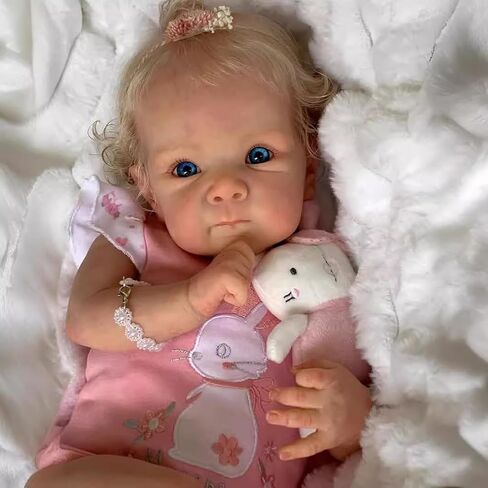 Lifelike Reborn Baby Dolls - 18 Inch Realistic Newborn Baby Dolls with Weighted Soft Cloth Body Real Life Baby Dolls with Blonde Hair Birthday Gift for Kids Age 3+ in Saudi Arabia