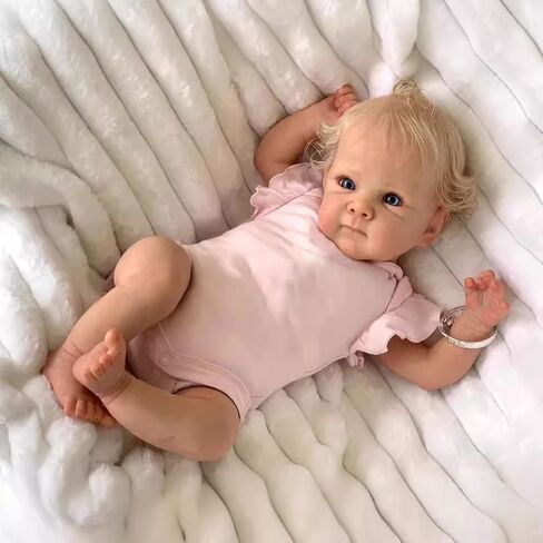Lifelike Reborn Baby Dolls - 18 Inch Realistic Newborn Baby Dolls with Weighted Soft Cloth Body Real Life Baby Dolls with Blonde Hair Birthday Gift for Kids Age 3+ in Saudi Arabia