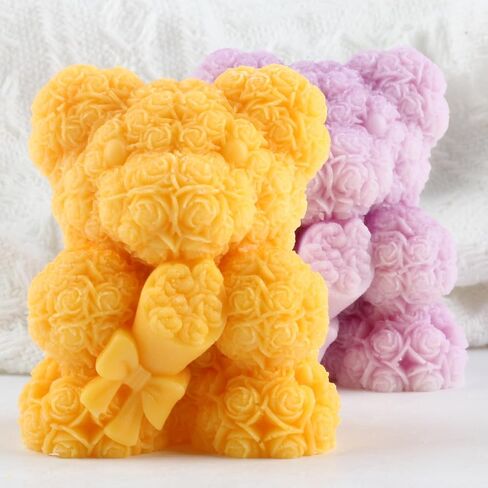 Rose Bear Candle Molds Flower Bear Silicone Candle Mold Bouquet Bear Resin Casting Mold for Valentine's Day Candle Home Decorate Mold Candle Making Mold Aromatherapy Gypsum Candles Clay Craft in Kuwait