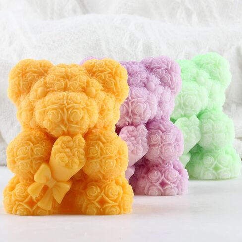 Rose Bear Candle Molds Flower Bear Silicone Candle Mold Bouquet Bear Resin Casting Mold for Valentine's Day Candle Home Decorate Mold Candle Making Mold Aromatherapy Gypsum Candles Clay Craft in Kuwait