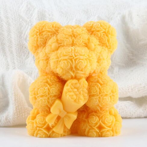 Rose Bear Candle Molds Flower Bear Silicone Candle Mold Bouquet Bear Resin Casting Mold for Valentine's Day Candle Home Decorate Mold Candle Making Mold Aromatherapy Gypsum Candles Clay Craft in Kuwait