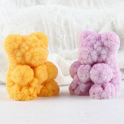 Rose Bear Candle Molds Flower Bear Silicone Candle Mold Bouquet Bear Resin Casting Mold for Valentine's Day Candle Home Decorate Mold Candle Making Mold Aromatherapy Gypsum Candles Clay Craft in Kuwait