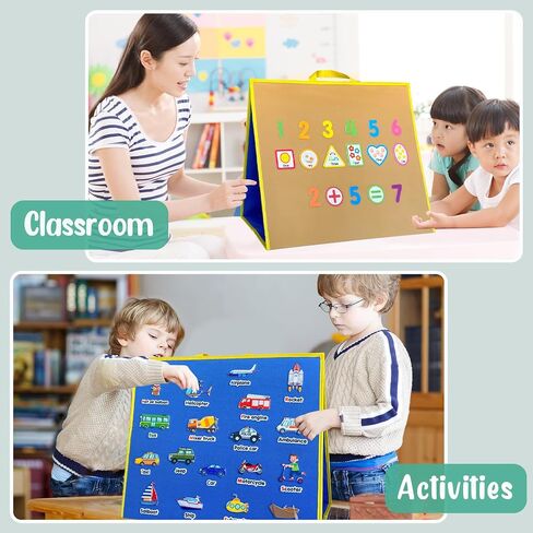large Felt Flannel Board 22.8*19.7 In,Felt Story learning Board for Toddlers,Classroom,Preschool,Kiddie Corner, Interactive,Foldable,Stand,For Walls Felt Baord,Double-Sided Use,Gifts for Kids in Saudi Arabia