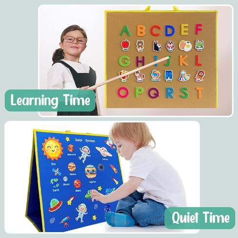 large Felt Flannel Board 22.8*19.7 In,Felt Story learning Board for Toddlers,Classroom,Preschool,Kiddie Corner, Interactive,Foldable,Stand,For Walls Felt Baord,Double-Sided Use,Gifts for Kids in Saudi Arabia