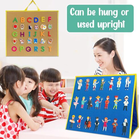 large Felt Flannel Board 22.8*19.7 In,Felt Story learning Board for Toddlers,Classroom,Preschool,Kiddie Corner, Interactive,Foldable,Stand,For Walls Felt Baord,Double-Sided Use,Gifts for Kids in Saudi Arabia