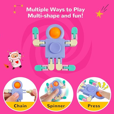 28 Pack Valentines Day Gifts for Kids, Valentines Day Cards with Astronaut-Shaped Finger Spinner POP Toys for Kids, Valentine School Classroom Exchange Prizes, Valentine Party Favor Toy Set in Saudi Arabia
