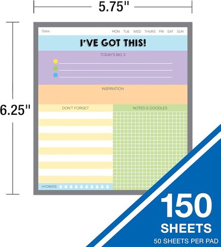 Carson Dellosa Creatively Inspired Notepad 3-Pack, Rainbow Note Pads for Goals, To Do List, Checklist, Notes, and Classroom Organization Stationary, Desk Accessories and Office Supplies in Saudi Arabia