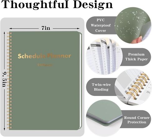 Doura Undated Daily Planner with Hourly Schedule - Simplified To Do List Notebook- Daily Schedule Planner with Spiral Binding, 9.5"*7", Black in Saudi Arabia