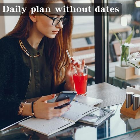 Doura Undated Daily Planner with Hourly Schedule - Simplified To Do List Notebook- Daily Schedule Planner with Spiral Binding, 9.5"*7", Black in Saudi Arabia